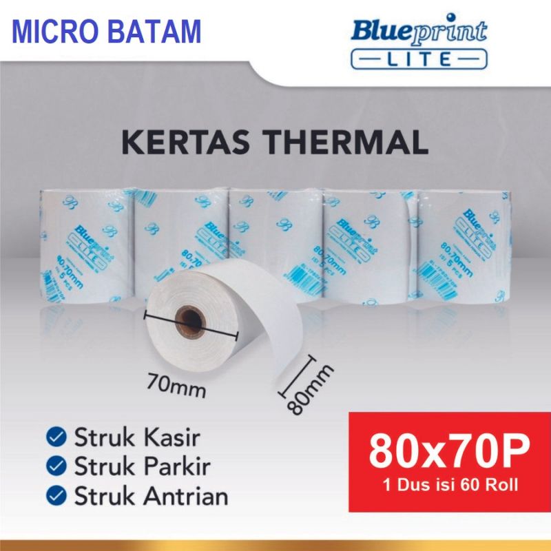 Kertas Thermal Kasir Struk LITE BLUEPRINT 80x70