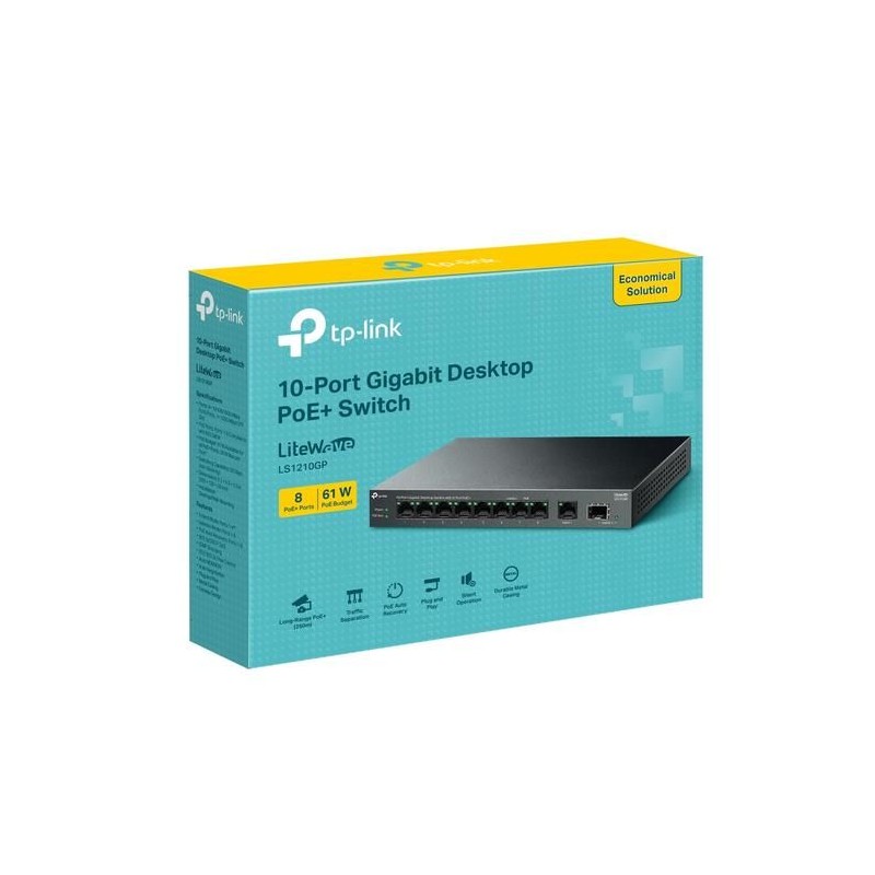 Tplink LS1210GP 10-Port Gigabit Desktop Switch with 8-Port PoE+