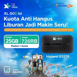 Mifi Modem Wifi 4G All Operator Huawei E5576 Free XL Go IZI 25GB - BLACK