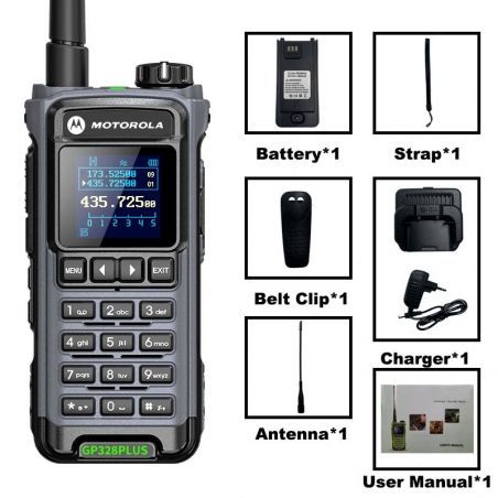 Walkie Talkie Ht Motorola GP328 Plus10W VHF UHF upto 20 KM Bergaransi - Grey