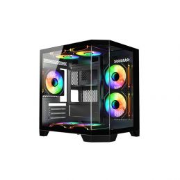 Casing Gaming RAPTOR AQUA TANK M-ATX/M-ITX + USB 3.0 - Free 3 Fan 12cm - Hitam