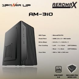 Casing PC 3 Power Up AEROMAX AM-310 with PSU NERO-225 500Watt Micro-ATX/Mini-ATX - AM-310