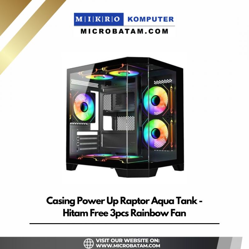 Casing Gaming RAPTOR AQUA TANK M-ATX/M-ITX + USB 3.0 - Free 3 Fan 12cm - Hitam