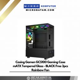 Casing Gamen GCS100 Gaming Case mATX Tempered Glass - BLACK Free 3pcs Rainbow Fan