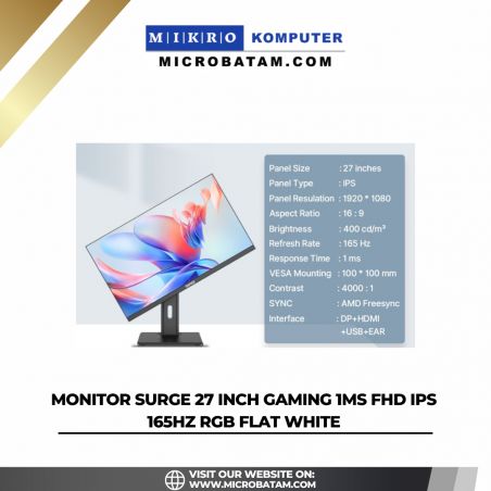 MONITOR SURGE 27 INCH GAMING 1ms FHD IPS 165HZ RGB FLAT WHITE