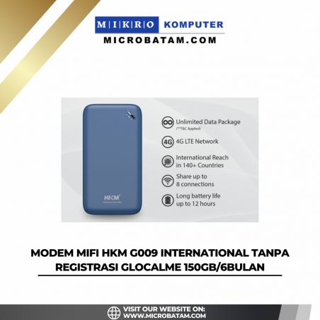 MODEM MIFI HKM G009 INTERNATIONAL TANPA REGISTRASI GLOCALME 150GB/6BULAN 