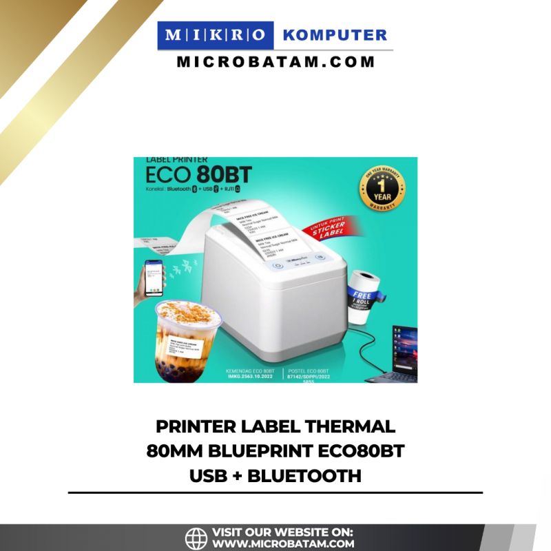 Printer Label Thermal 80mm BLUEPRINT ECO80BT USB + Bluetooth