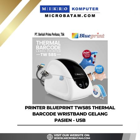 Printer BLUEPRINT TW58S Thermal Barcode Wristband Gelang Pasien - USB