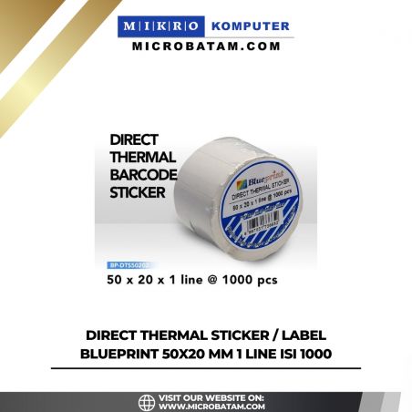 Direct Thermal Sticker / Label BLUEPRINT 50x20 mm 1 Line Isi 1000