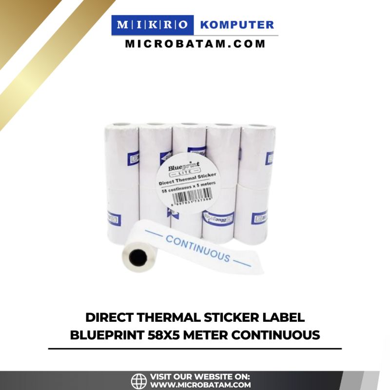 Direct Thermal Sticker Label BLUEPRINT 58x5 Meter Continuous