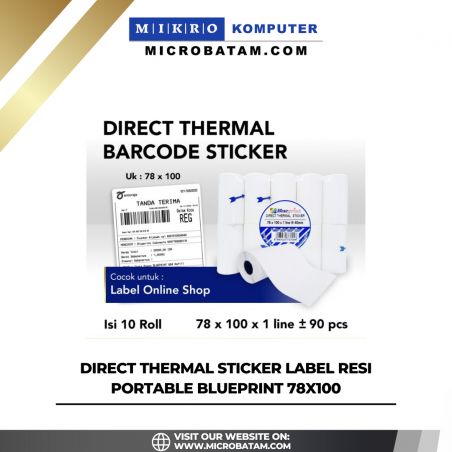 Direct Thermal Sticker Label Resi Portable BLUEPRINT 78x100