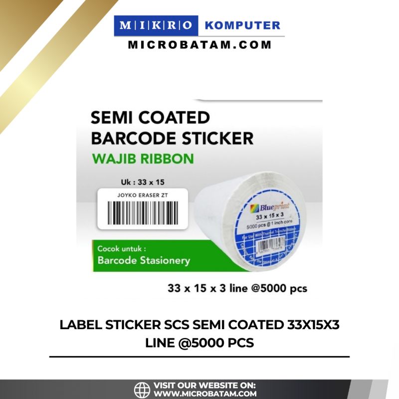 LABEL STICKER SCS SEMI COATED 33x15x3 Line @5000 pcs