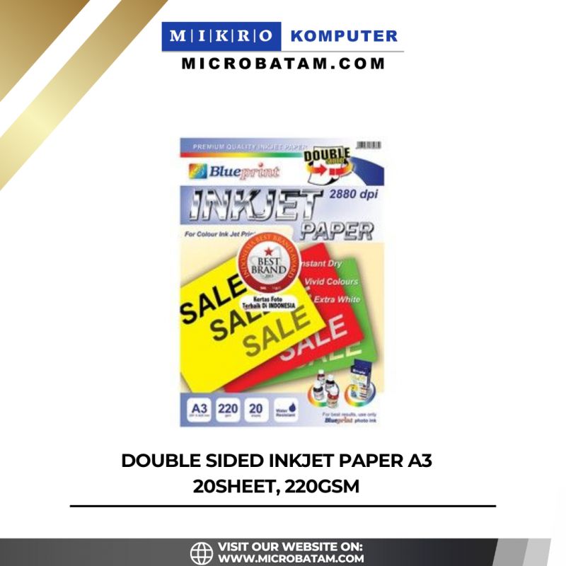 DOUBLE SIDED INKJET PAPER A3, 20SHEET, 220gsm