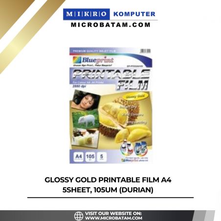 GLOSSY GOLD PRINTABLE FILM A4 5SHEET, 105um (DURIAN) 