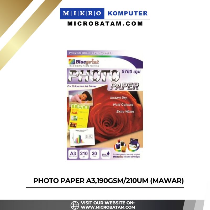 PHOTO PAPER A3, 20SHEET, 190gsm/210um