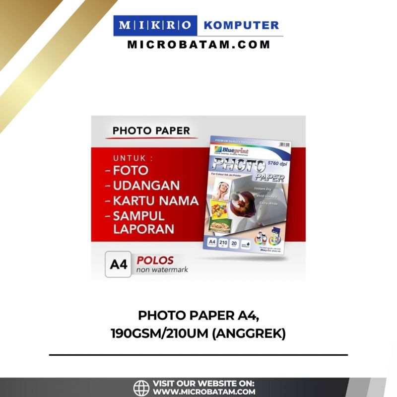 PHOTO PAPERA4 , 20SHEET, 190gsm/210um Mawar