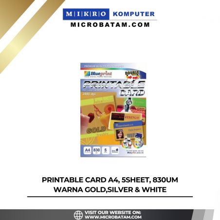 PRINTABLE CARD A4, 5SHEET, 830um WARNA GOLD,SILVER & WHITE