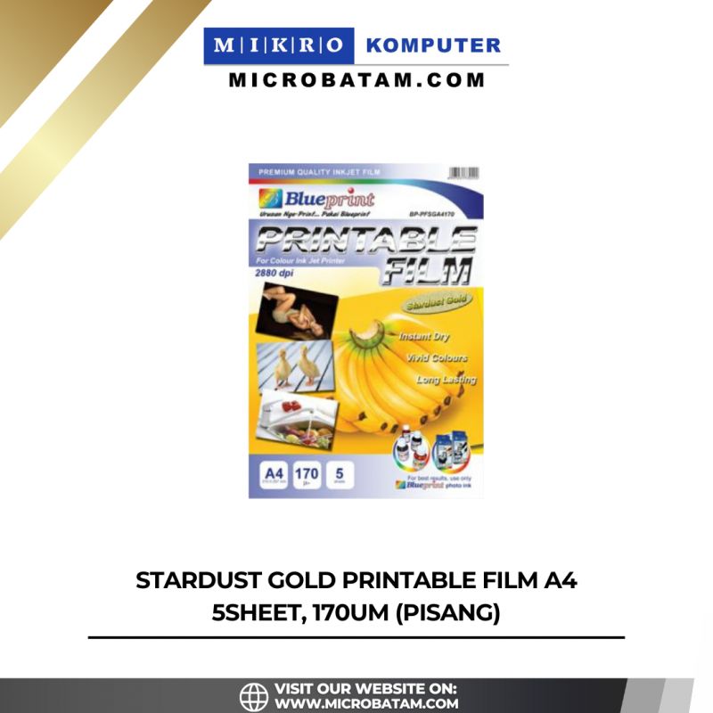 STARDUST GOLD PRINTABLE FILM A4 5SHEET, 170um (PISANG)