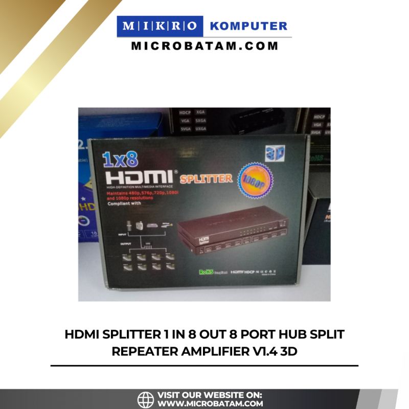 HDMI Splitter 1 In 8 Out 8 Port Hub Split Repeater Amplifier V1.4 3D