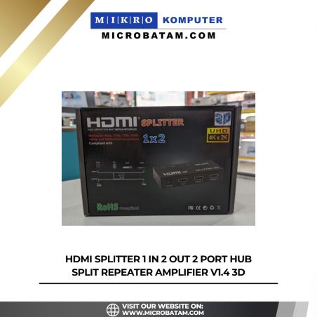 HDMI Splitter 1 In 2 Out 2 Port Hub Split Repeater Amplifier V1.4 3D