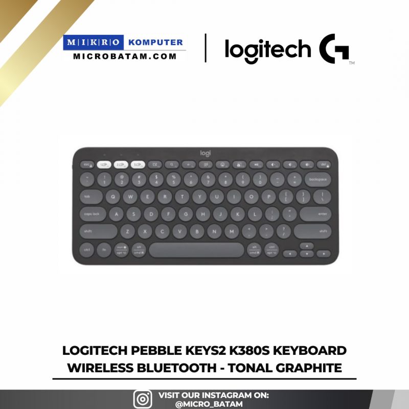 Logitech Pebble Keys2 K380s Keyboard Wireless Bluetooth - Tonal Graphite Logitech Pebble Keys2 K380s Keyboard Wireless Bluetooth - Tonal Graphite
