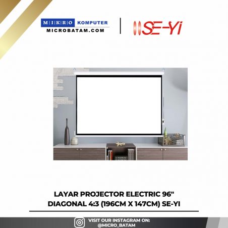 LAYAR PROJECTOR ELECTRIC 96" Diagonal 4:3 (196cm x 147cm) Se-Yi