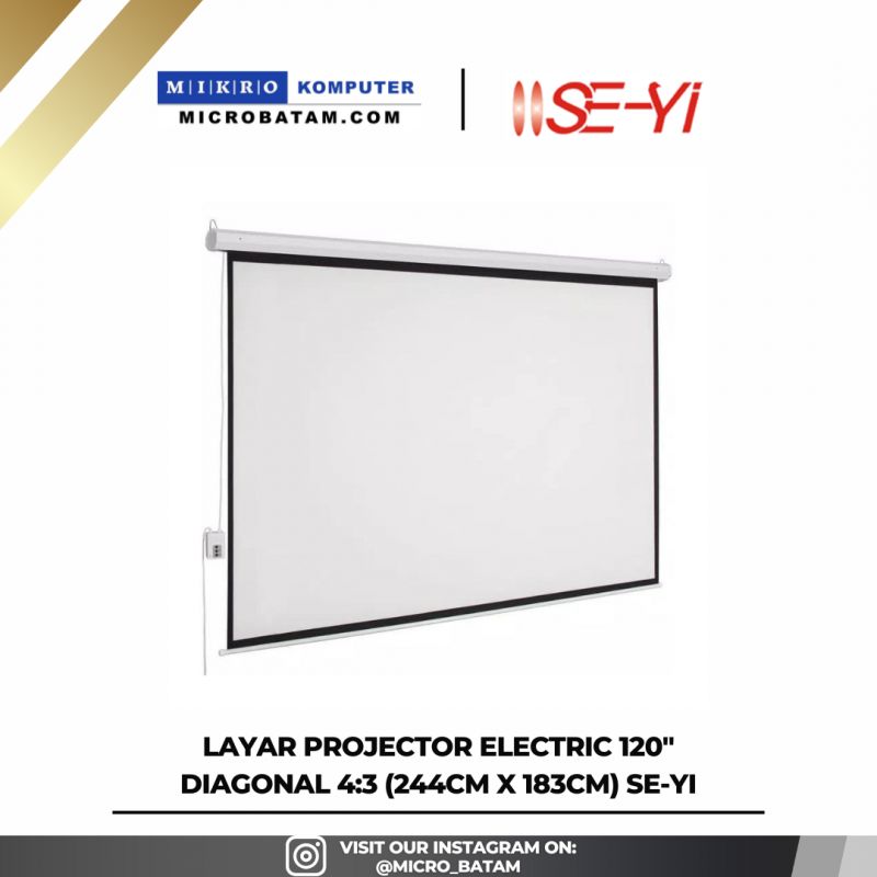 LAYAR PROJECTOR ELECTRIC 120" Diagonal 4:3 (244cm x 183cm) Se-Yi