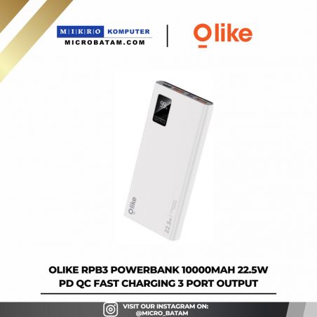 Olike RPB3 Powerbank 10000mAh 22.5W PD QC Fast Charging 3 Port Output