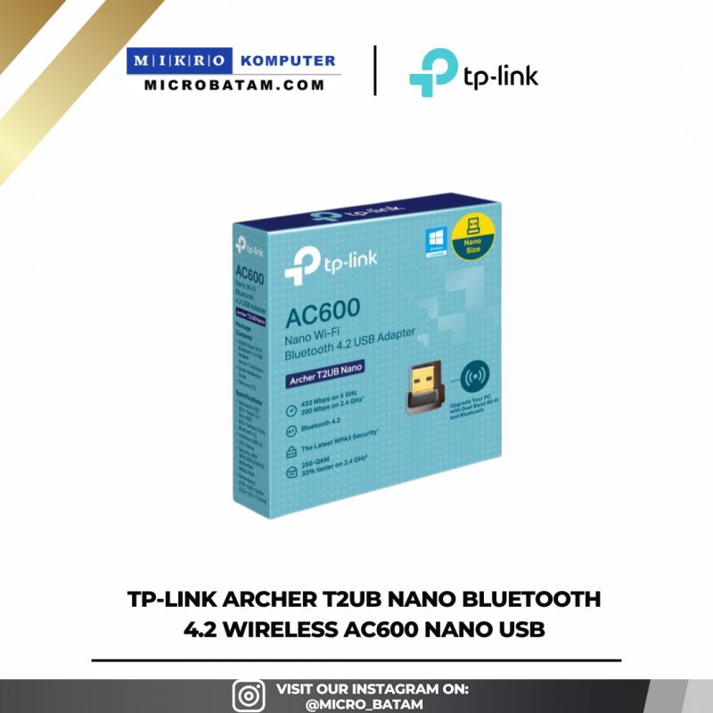 TP-Link Archer T2UB Nano Bluetooth 4.2 Wireless AC600 Nano USB 