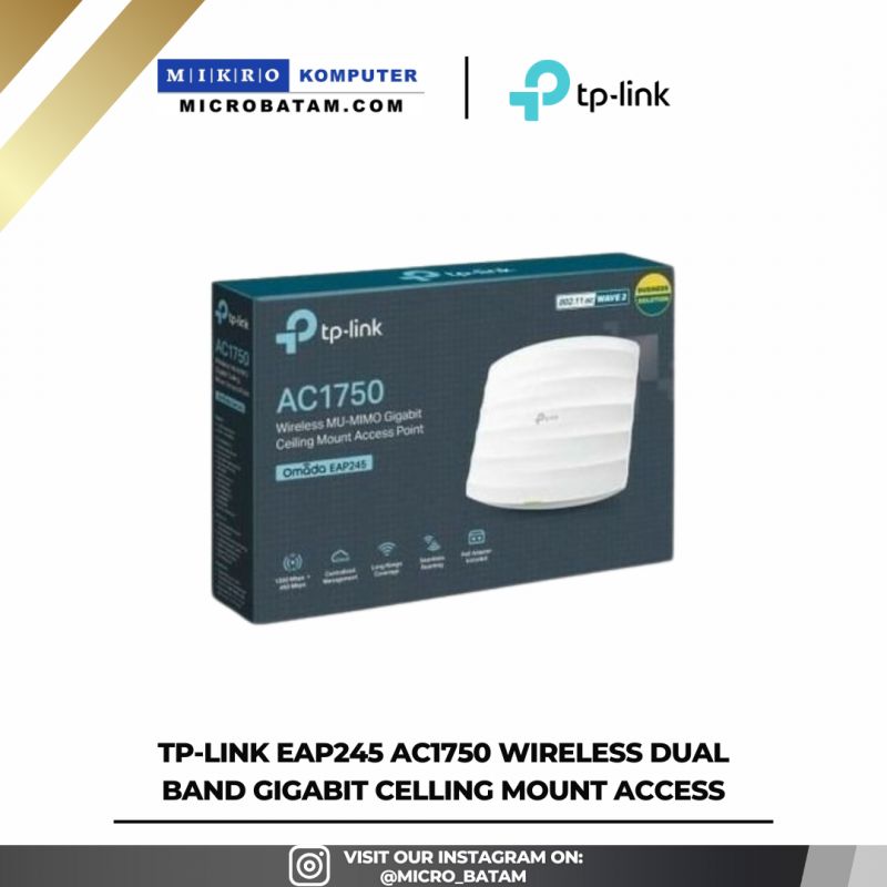 Tp-Link EAP245 AC1750 Wireless Dual Band Gigabit Celling Mount Access