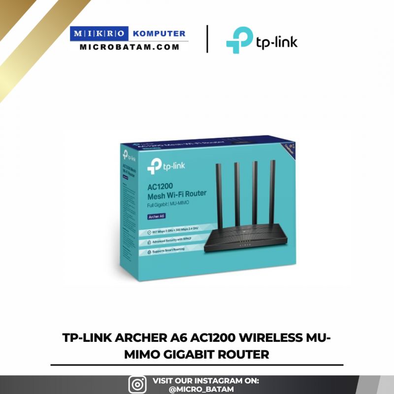 TP-LINK Archer A6 AC1200 Wireless MU-MIMO Gigabit Router