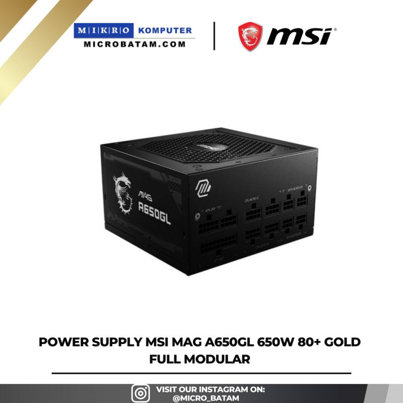 Power Supply MSI MAG A650GL 650W 80+ GOLD Full Modular Power Supply MSI MAG A650GL 650W 80+ GOLD Full Modular