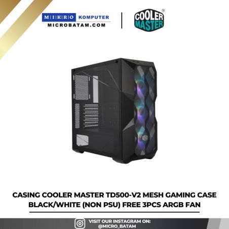 Casing Cooler Master TD500-V2 MESH Gaming Case black/white (NON PSU) Free 3pcs ARGB Fan