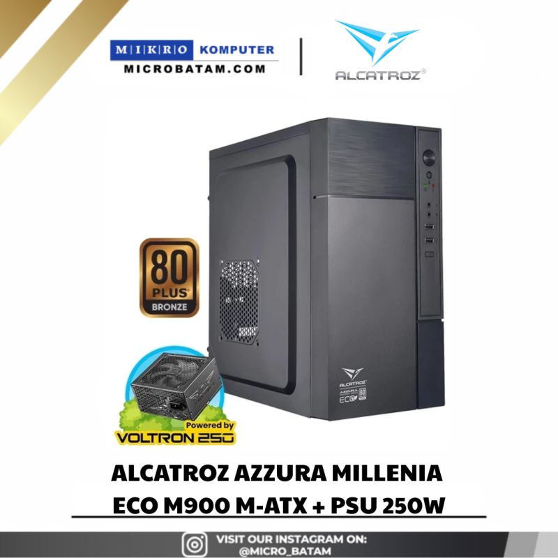 Casing ALCATROZ AZZURA MILLENIA ECO M900 M-ATX BLACK Psu 250w