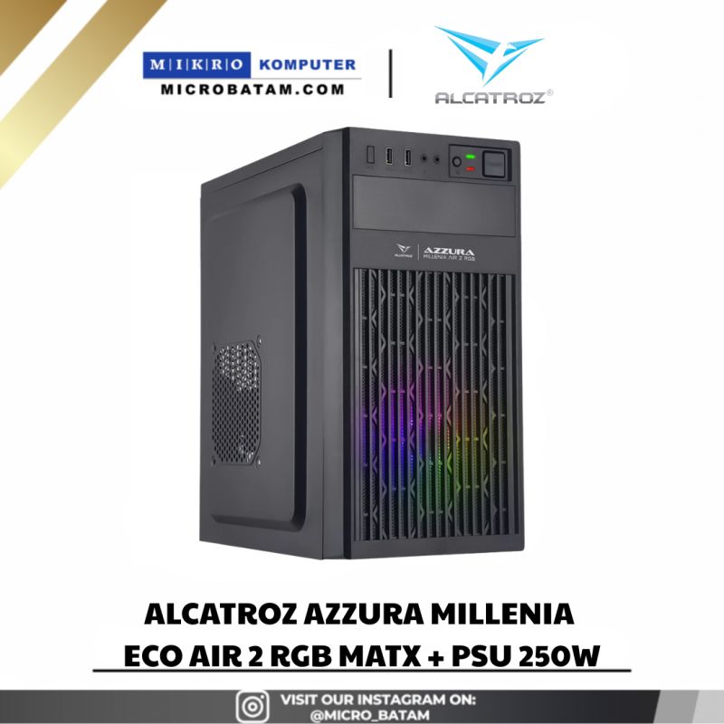 Casing ALCATROZ AZZURA MILLENIA ECO AIR 2 RGB MATX BLACK Psu 250w