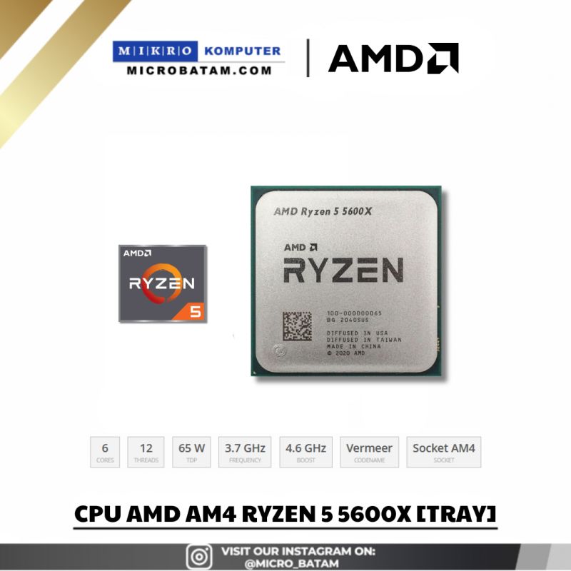 PROCESSOR AMD RYZEN 5 5600X TRAY SOCKET AM4