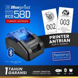 Antrian ECO58D BLUEPRINT ( USB + BT + RJ11 ) Printer Bluetooth Thermal Kasir Struk / Printer Antrian 58mm