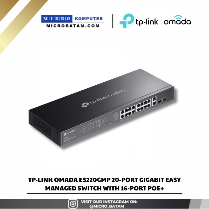 TP-Link ES220GMP Omada 20-Port Gigabit Easy Managed Switch with 16-Port PoE+