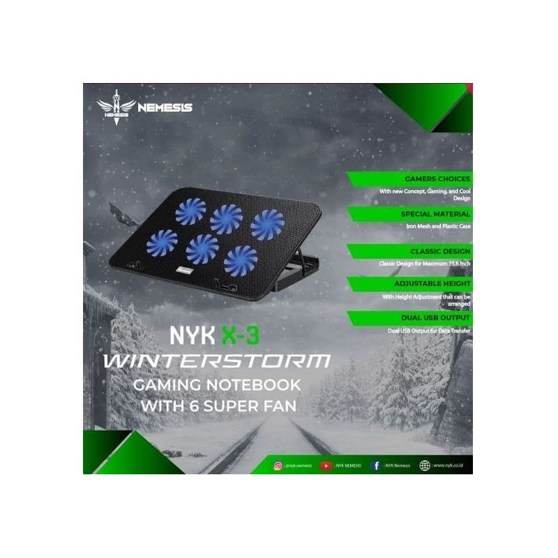 NYK Nemesis X-3 Winterstrom Cooler pad 6 LED Fan NYK Nemesis X-3 Winterstrom Cooler pad 6 LED Fan