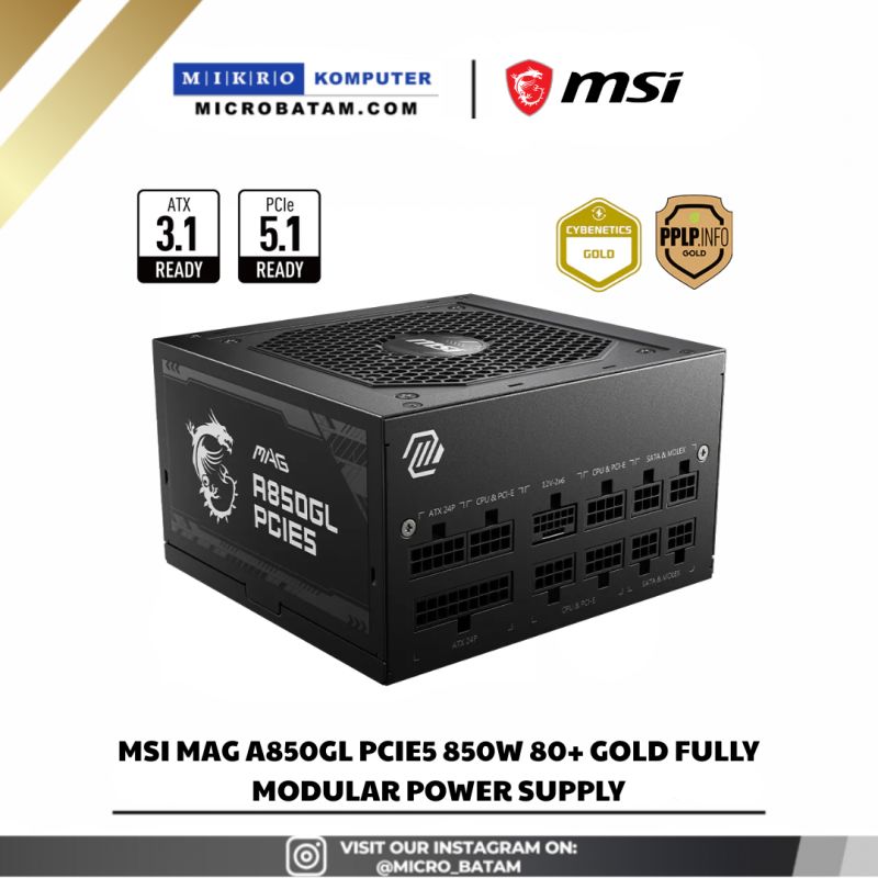 MSI MAG A850GL PCIe5 850W 80+ Gold Full Modular PSU