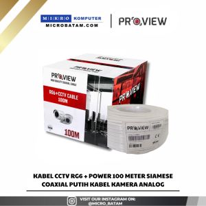 Kabel CCTV RG6 + Power 100 Meter Siamese Coaxial Putih Kabel Kamera Analog