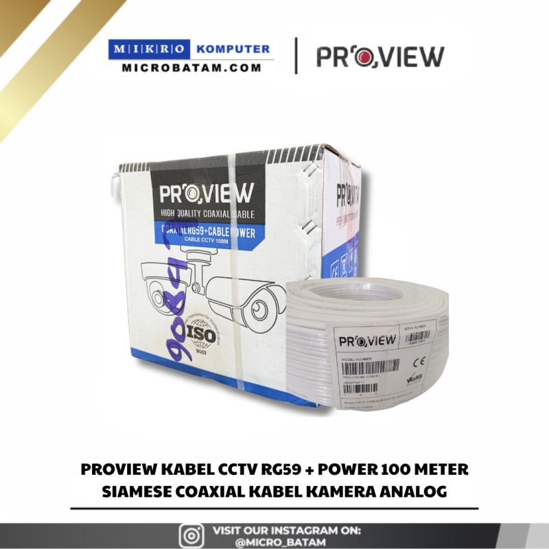 Proview Kabel CCTV RG59 + Power 100 Meter Siamese Coaxial Kabel Kamera Analog