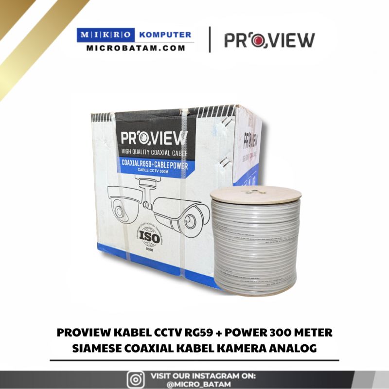 Proview Kabel CCTV RG59 + Power 300 Meter Siamese Coaxial Kabel Kamera Analog