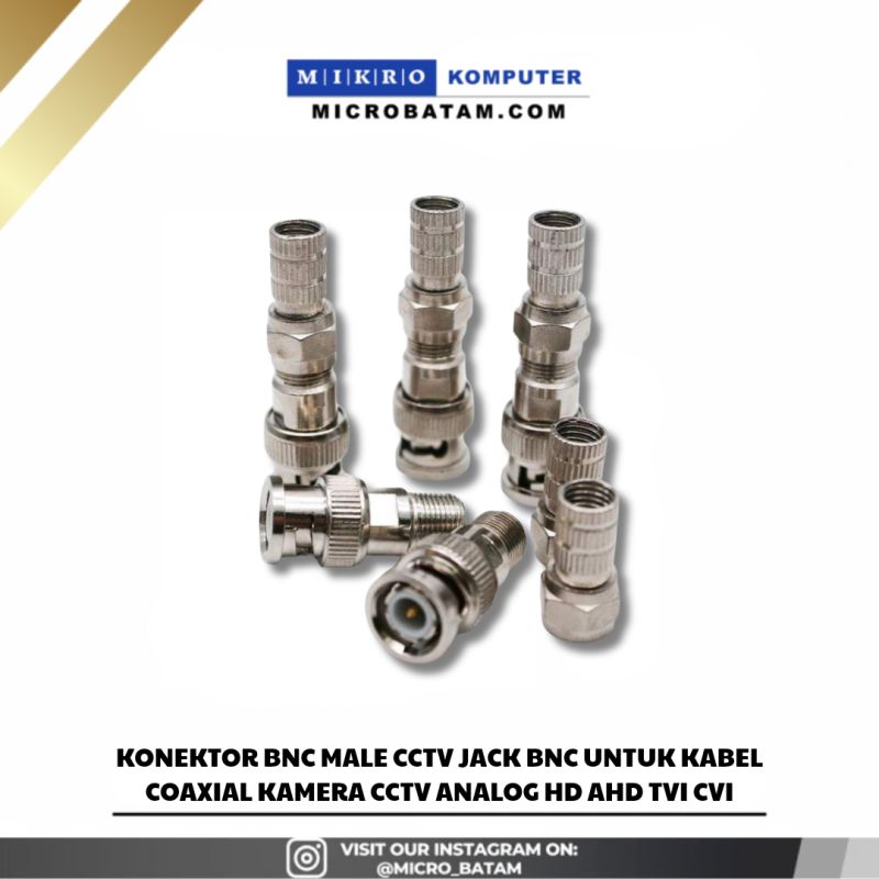 Konektor BNC Male CCTV Jack BNC Untuk Kabel Coaxial Kamera CCTV Analog HD AHD TVI CVI