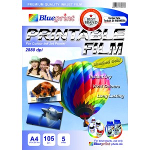 BRUSHED GOLD PRINTABLE FILM A4 5SHEET, 105um (BALON)