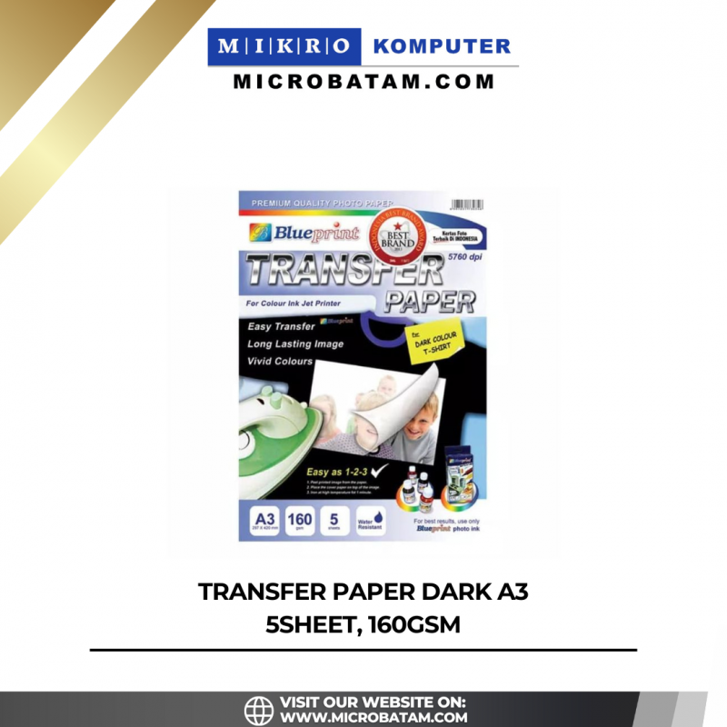 TRANSFER PAPER DARK A3 5SHEET, 160gsm TRANSFER PAPER DARK A3 5SHEET, 160gsm