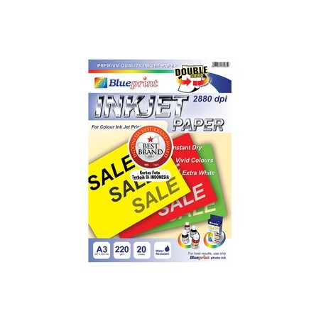 DOUBLE SIDED INKJET PAPER A3 20SHEET, 220gsm
