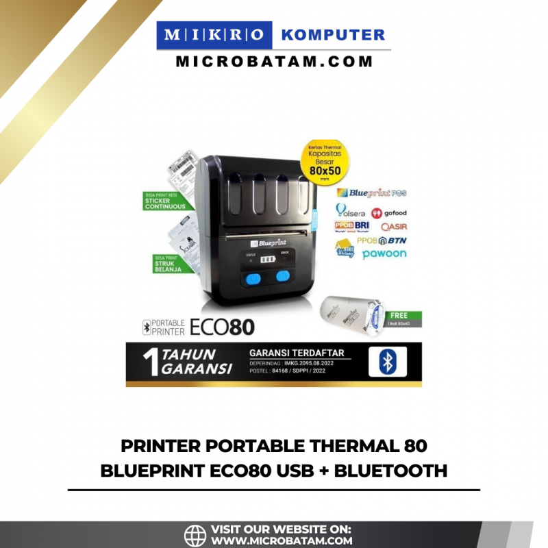 Printer Portable Thermal 80 BLUEPRINT ECO80 USB + Bluetooth Printer Portable Thermal 80 BLUEPRINT ECO80 USB + Bluetooth