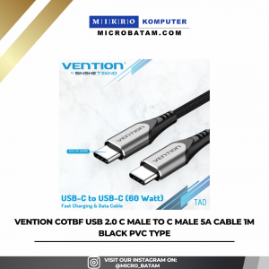 Vention COTBG USB 2.0 C Male to C Male 5A Cable 1M Black PVC Type