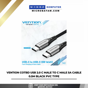Vention COTBG USB 2.0 C Male to C Male 5A Cable 0.5M Black PVC Type